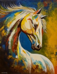 Muhammad Noman, 18 x 24 Inch, Acrylic on Canvas, Horse Painting, AC-MNON-004